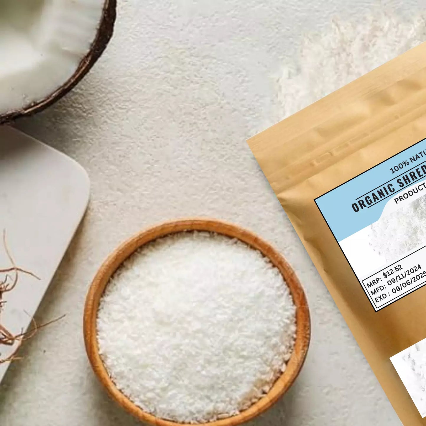 Organic Shredded Coconut - Non-GMO, Kosher, Raw, Vegan - ceylon Coconut