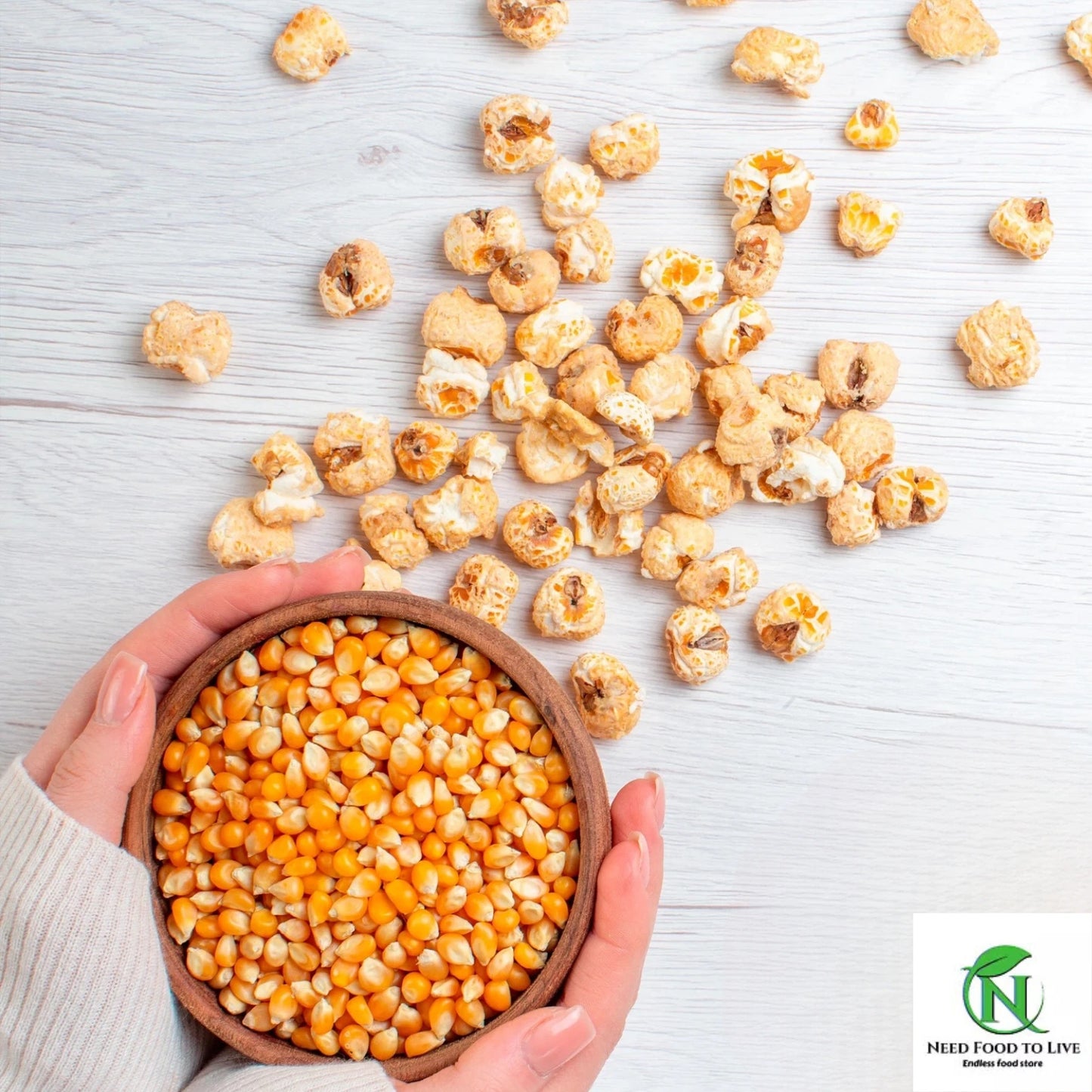 Organic Yellow Popcorn – Non-GMO, Whole, Vegan - 100% Natural Premium Quality! - 100g