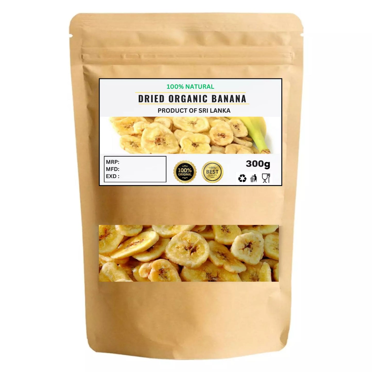 Organic Banana Chips - 100% Pure Natural Dried Banana,Kosher, Vegan