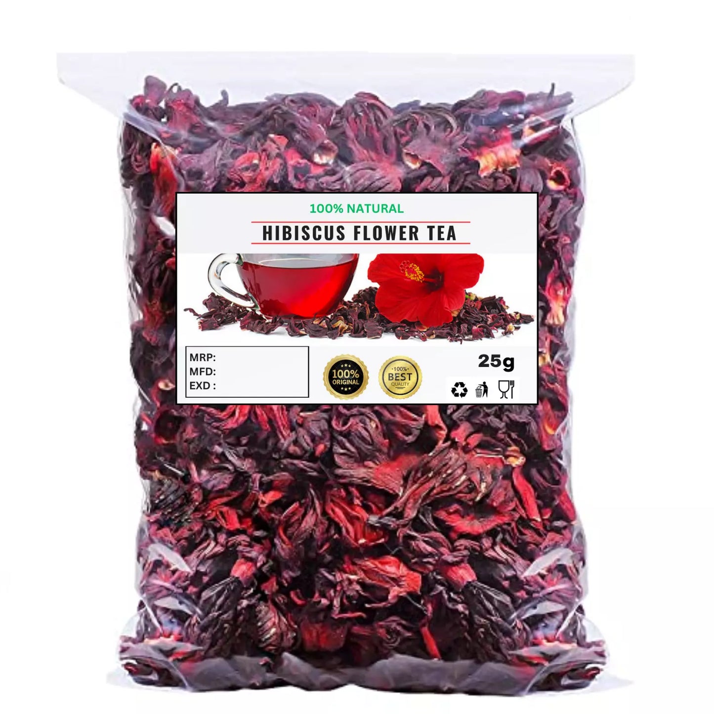 HIBISCUS Flowers Loose Leaf Herbal Tea 100% Pure Premium Quality! 5g-25g Organic
