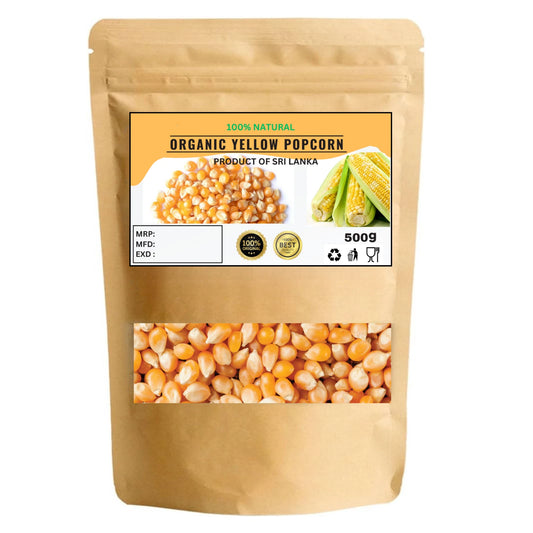 Organic Yellow Popcorn – Non-GMO, Whole, Vegan - 100% Natural Premium Quality! - 100g